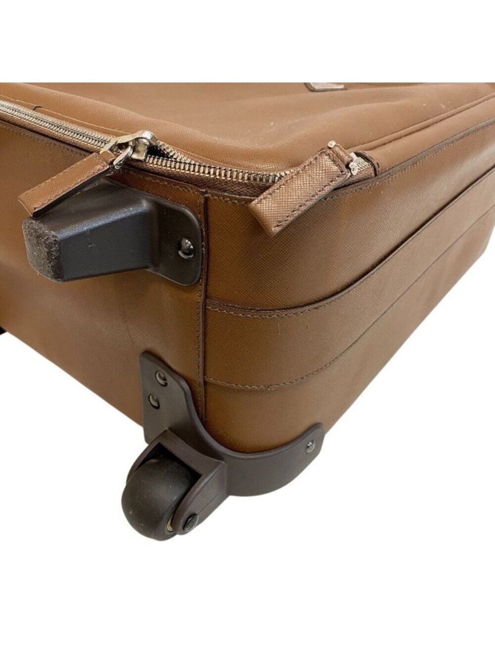 Prada Carry Case Travel Bag Triangle Plate Leather Shoes Brown - Picture 4 of 8